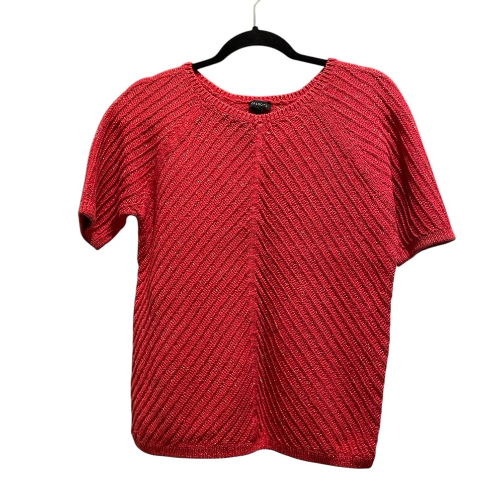 Talbots Scarlet Short Sleeve Textured Top
